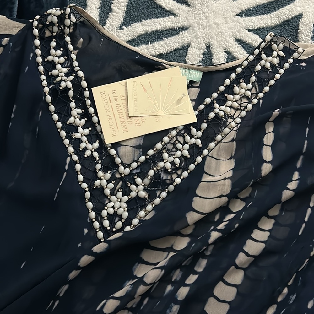 New Women's Debbie Katz South Beach Silk Beaded Kraftan Swimsuit Beach Coverup - Picture 7 of 12